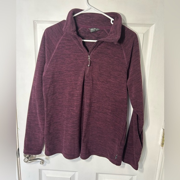 Eddie Bauer 1/4 Zip Burgundy Fleece Pullover. Women’s size Medium. - Picture 1 of 8